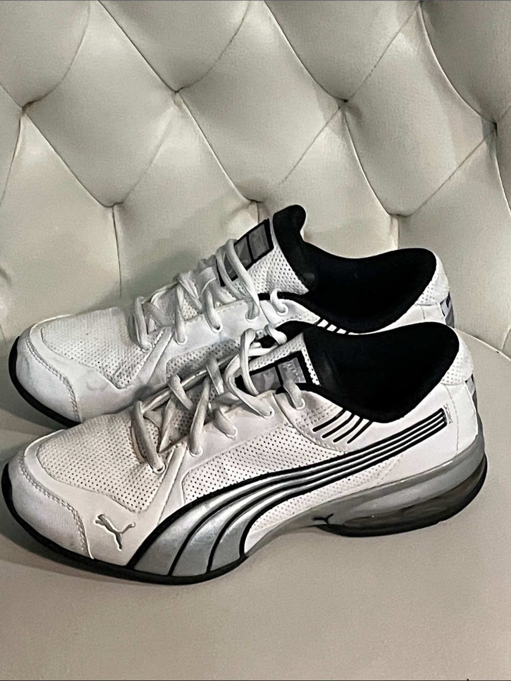 Puma White and Black women  Athletic Sneakers with Silver Heel Accent - Picture 6 of 8